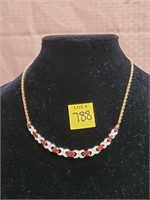 Garnet ..925 Plated Gold Necklace w/ 16" Chain