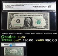 **Star Note** 1969 $1 Green Seal Federal Reserve N