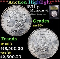 ***Auction Highlight*** 1891-p Morgan Dollar $1 Gr