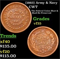 (1863) Army & Navy Civil War Token 1c Grades vf++