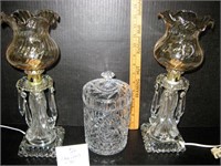 Glass Lamps & Biscuit Jar