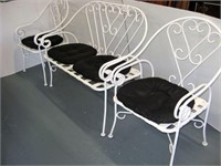 Metal Patio Bench and Chairs