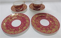 RED AND GOLD DESSERT SET FOR 2