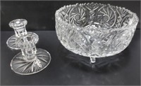 8" CRYSTAL FOOTED BOWL WITH SAWTOOTH EDGE, PAIR