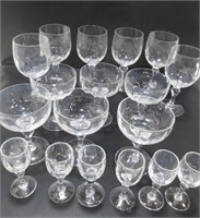CRYSTAL GLASSES - 6 WINE, 6 COCKTAIL, 6 LIQUEUR