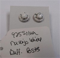 925 Silver Navajo White Buffalo Post Earrings