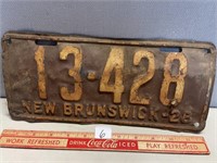 1928 NEW BRUNSWICK LICENSE PLATE