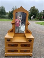LOVELY 1800'S DROP CHEST WITH DRESSING MIRROR