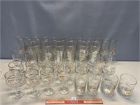 GREAT LOT OF VINTAGE GOLD TRIM OLYMPIC GLASSES