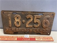 1937 NEW BRUNSWICK LICENSE PLATE
