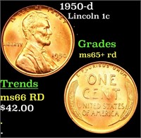 1950-d Lincoln Cent 1c Grades Gem+ Unc RD