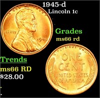 1945-d Lincoln Cent 1c Grades GEM+ Unc RD