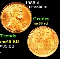 1955-d Lincoln Cent 1c Grades GEM+ Unc RD