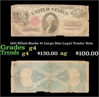 1917 $1 Large Size Legal Tender Note Grades g, goo