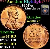 ***Auction Highlight*** 1957-p Lincoln Cent 1c Gra