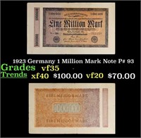 1923 Germany 1 Million Mark Note P# 93 Grades vf++