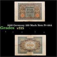 1920 Germnay 100 Mark Note P# 69A Grades vf+