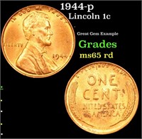 1944-p Lincoln Cent 1c Grades GEM Unc RD