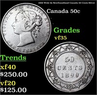 1899 Wide 9s Newfoundland Canada 50 Cents Silver G