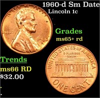 1960-d Sm Date Lincoln Cent 1c Grades Gem+ Unc RD