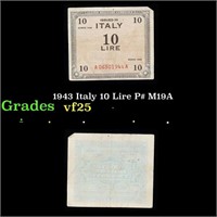 1943 Italy 10 Lire P# M19A Grades vf+