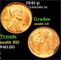 1941-p Lincoln Cent 1c Grades GEM+ Unc RD