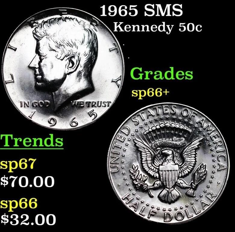 1965 SMS Kennedy Half Dollar 50c Grades sp66+