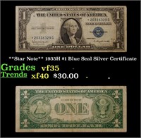 **Star Note** 1935H $1 Blue Seal Silver Certificat