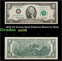 1976 $2 Green Seal Federal Reserve Note Grades Cho