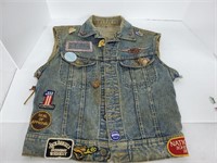 jean jacket, Harley Davidson patches and pins,