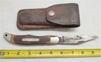 Vintage Old Timer Pocket Knife and Leather Case