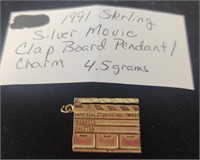 1991 Sterling Silver Movie Clap Pendant / Charm