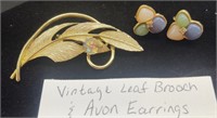 Beautiful Vintage Leaf Brooch and Avon Earrings