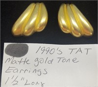 Beautiful 1990s Matte Gold Tone Earrings