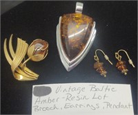 Beautiful Vintage Baltic Amber Resin Jewelry Lot