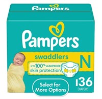 Pampers Swaddlers Diapers, Newborn, 136 Count