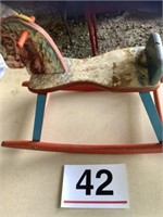 Wood and metal rocking horse - old