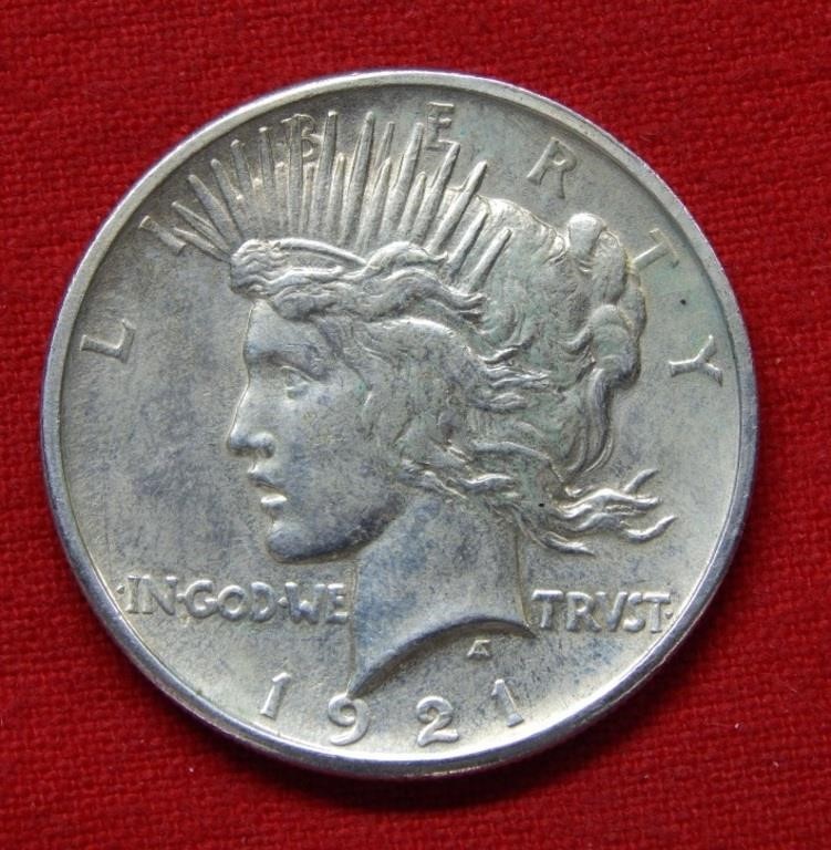 1921 Peace Silver Dollar - High Relief -- Cleaned