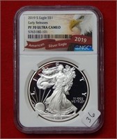 2019 S American Eagle NGC PF70 1 Ounce Silver