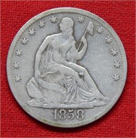 1858 O Seated Liberty Silver Half Dollar No Motto