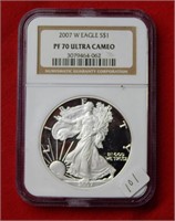 2007 W American Eagle NGC PF70 1 Ounce Silver