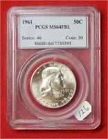 1961 Franklin Silver Half Dollar PCGS MS64 FBL