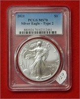2021 American Eagle T2 PCGS MS70 1 Ounce Silver