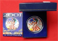 2001 American Eagle Colorized 1 Oz Silver Box/COA