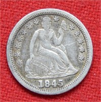 1845 Seated Liberty Silver Dime