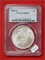1884 O Morgan Silver Dollar PCGS MS64+