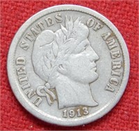 1913 Barber Silver Dime