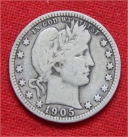 1905 S Barber Silver Quarter