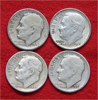 (4) Roosevelt Silver Dimes