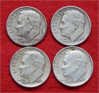 (4) Roosevelt Silver Dimes